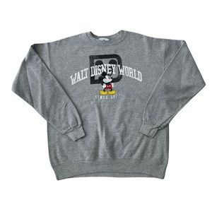 Walt Disney World Mickey Mouse Logo Crewneck Sweatshirt | Gray | Size Medium